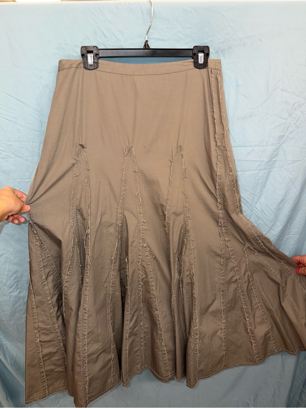 CAbi Taupe Paneled A-Line Skirt